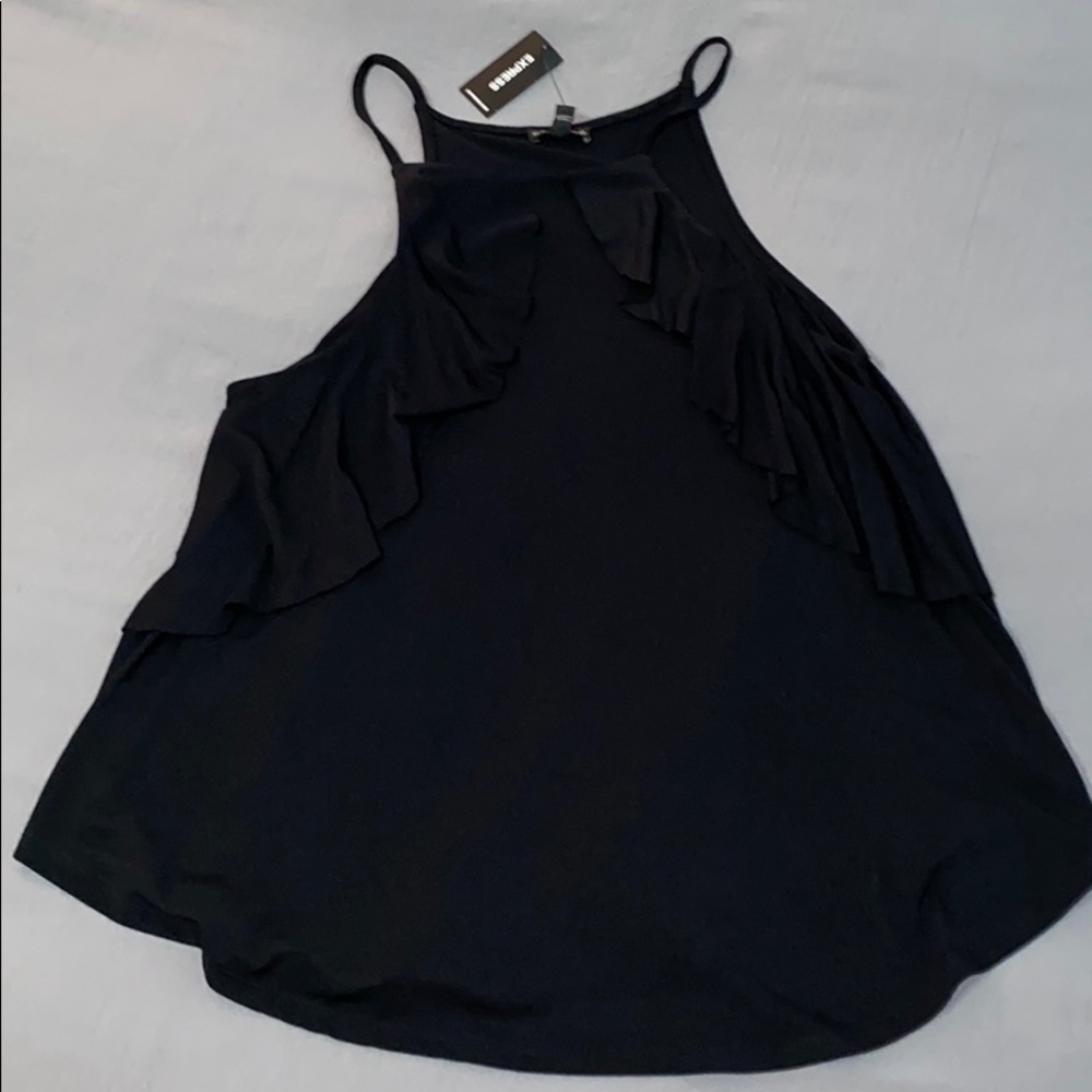 Black spaghetti strap express flare top